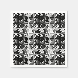 Serviette En Papier Kuba Style Motif 071019 - Noir et Blanc