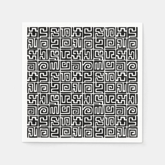 Serviette En Papier Kuba Style Motif 071019 - Noir et Blanc (Devant)