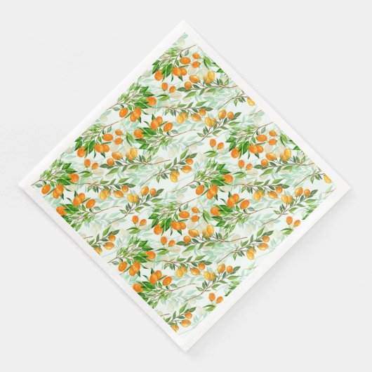 Serviette En Papier Kumquat Tropical Summer Fruit Motif sur Mint (Coin)