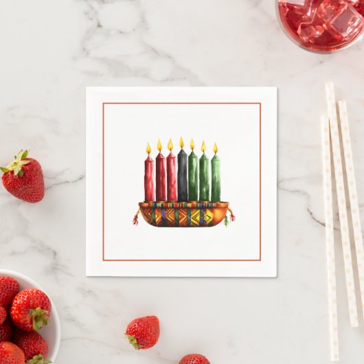 Serviette En Papier Kwanzaa Sept Bougies Papier Napkin (En situation)