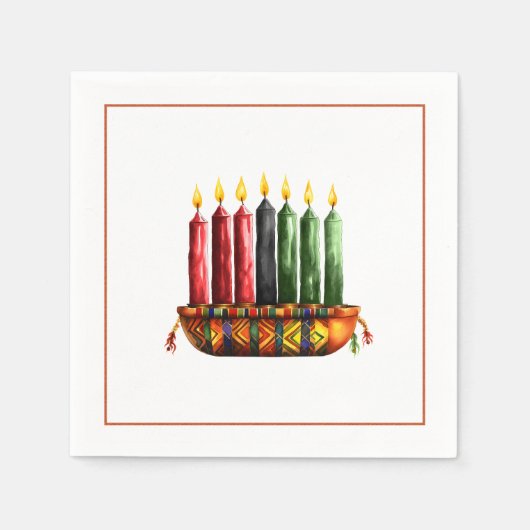 Serviette En Papier Kwanzaa Sept Bougies Papier Napkin (Devant)