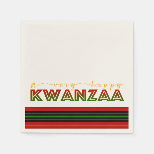 Serviette En Papier Kwanzaa | Un Kwanzaa Bold Stripe très heureux (Devant)
