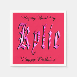 Serviette En Papier Kylie, Nom, Logo, Papier rose Anniversaire Serviet