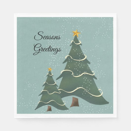Serviette En Papier l Green Blue Whimsical Christmas Design (Devant)