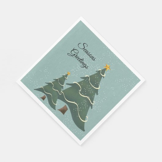 Serviette En Papier l Green Blue Whimsical Christmas Design (Coin)