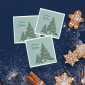 Serviette En Papier l Green Blue Whimsical Christmas Design