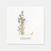 Serviette En Papier L Monogramme Floral Personnalisé (Devant)
