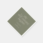 Serviette En Papier La Aventure Commence Typographie Moderne Vert Saug (Coin)