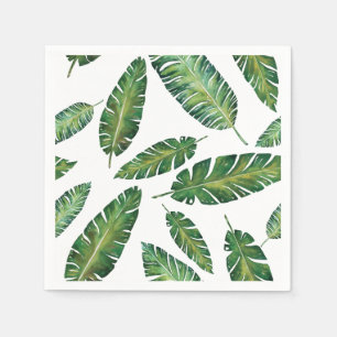 Serviette En Papier La banane d'aquarelle part du motif tropical d'ét