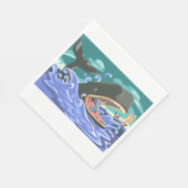 Serviette En Papier La Biblique Jonah et la Scène de l'Océan Baleine (Coin)