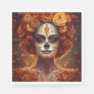 Serviette En Papier La Catrina Souci Dia de los Muertos Crâne de Sucre