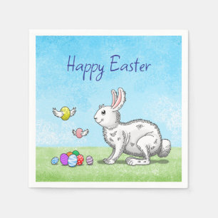 Serviette En Papier La chasse aux œufs du lapin de Pâques