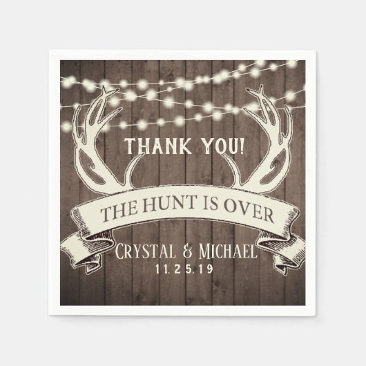 Serviette En Papier La chasse est sur le Mariage de soirée rustique en (Devant)