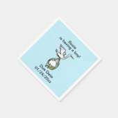 Serviette En Papier La cigogne porte un bébé garçon (Coin)