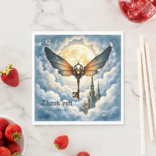 Serviette En Papier La Clé de l'Éternité – Ailes Steampunk (En situation)