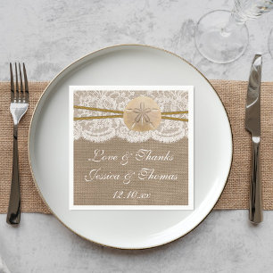 Serviette En Papier La collection de mariages de plage de sable rustiq