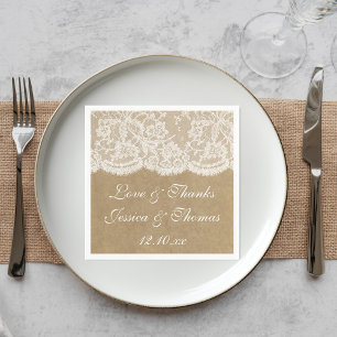 Serviette En Papier La collection de Mariages Kraft & Lace