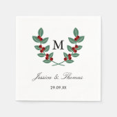 Serviette En Papier La collection de Mariages Monogram Berry Bush (Devant)