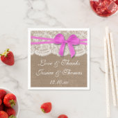 Serviette En Papier La collection de Mariages Rustic Pink Bow (En situation)