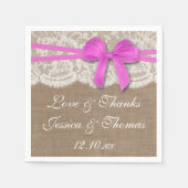 Serviette En Papier La collection de Mariages Rustic Pink Bow (Devant)