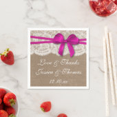 Serviette En Papier La collection de Mariages Rustic Pink Bow (En situation)