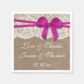 Serviette En Papier La collection de Mariages Rustic Pink Bow (Devant)