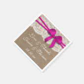 Serviette En Papier La collection de Mariages Rustic Pink Bow (Coin)