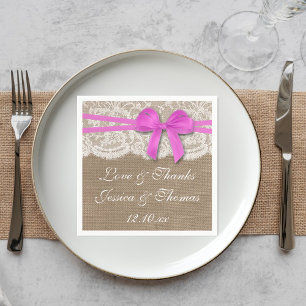 Serviette En Papier La collection de Mariages Rustic Pink Bow