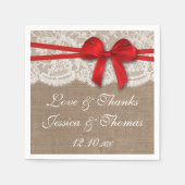 Serviette En Papier La collection de Mariages Rustic Red Bow (Devant)