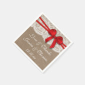 Serviette En Papier La collection de Mariages Rustic Red Bow (Coin)