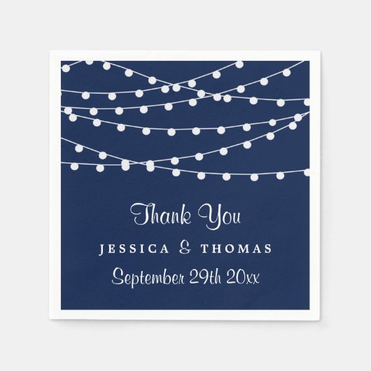 Serviette En Papier La Collection Mariage Bleu Marine Lights (Devant)
