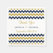 Serviette En Papier La collection Mariage moderne Chevron Marine & Gol (Devant)