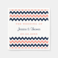 La collection Mariage moderne Chevron Rose & Navy