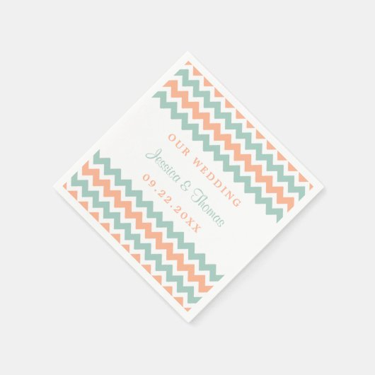 Serviette En Papier La collection moderne de Mariages Chevron Peach & (Coin)