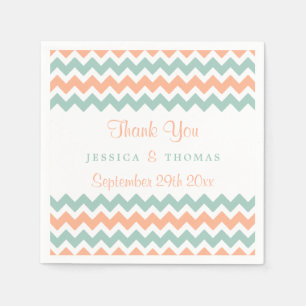 Serviette En Papier La collection moderne de Mariages Chevron Peach & 