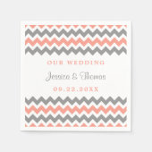 Serviette En Papier La collection moderne de Mariages Chevron rose et  (Devant)