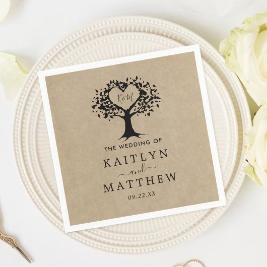 Serviette En Papier La collection Rustic Heart Tree Mariage