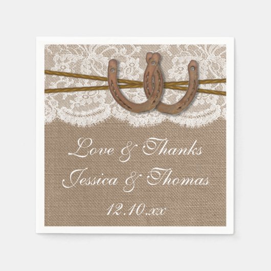 Serviette En Papier La collection Rustic Horseshoe Mariage (Devant)