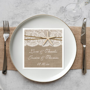 Serviette En Papier La collection rustique de mariage Starfish Beach