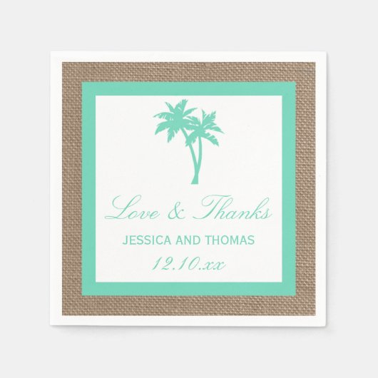 Serviette En Papier La collection Tropical Palm Tree Beach Wedding (Devant)