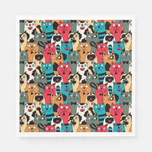 Serviette En Papier La Crowd of cats
