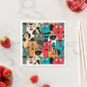 Serviette En Papier La Crowd of cats (En situation)