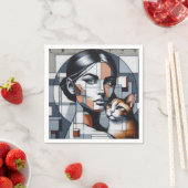 Serviette En Papier La dame du chat Graffiti (En situation)