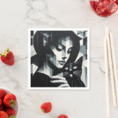 Serviette En Papier La dame du chat Graffiti (En situation)