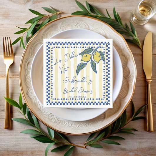 Serviette En Papier La Dolce Vita Douche nuptiale à rayures à main