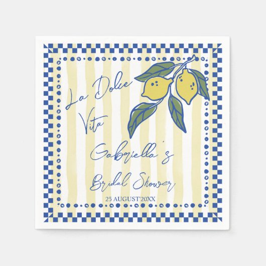 Serviette En Papier La Dolce Vita Douche nuptiale à rayures à main (Devant)