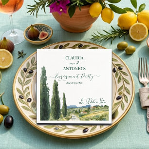 Serviette En Papier La Dolce Vita Fête Élégante de Fiançailles