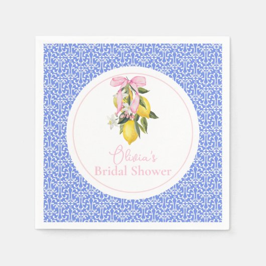 Serviette En Papier La Dolce Vita Lemon Pink Bow Fête des mariées (Devant)