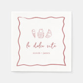 Serviette En Papier "La Dolce Vita" Mariage écrit à la main (Devant)