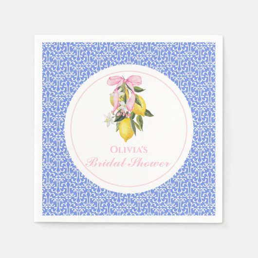 Serviette En Papier La Dolce Vita Rose Ruban Rose Mariage (Devant)